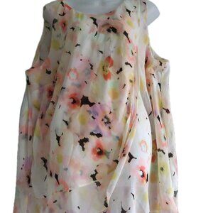 Penningtons Sheer Floral Tunic Top Womens 2X